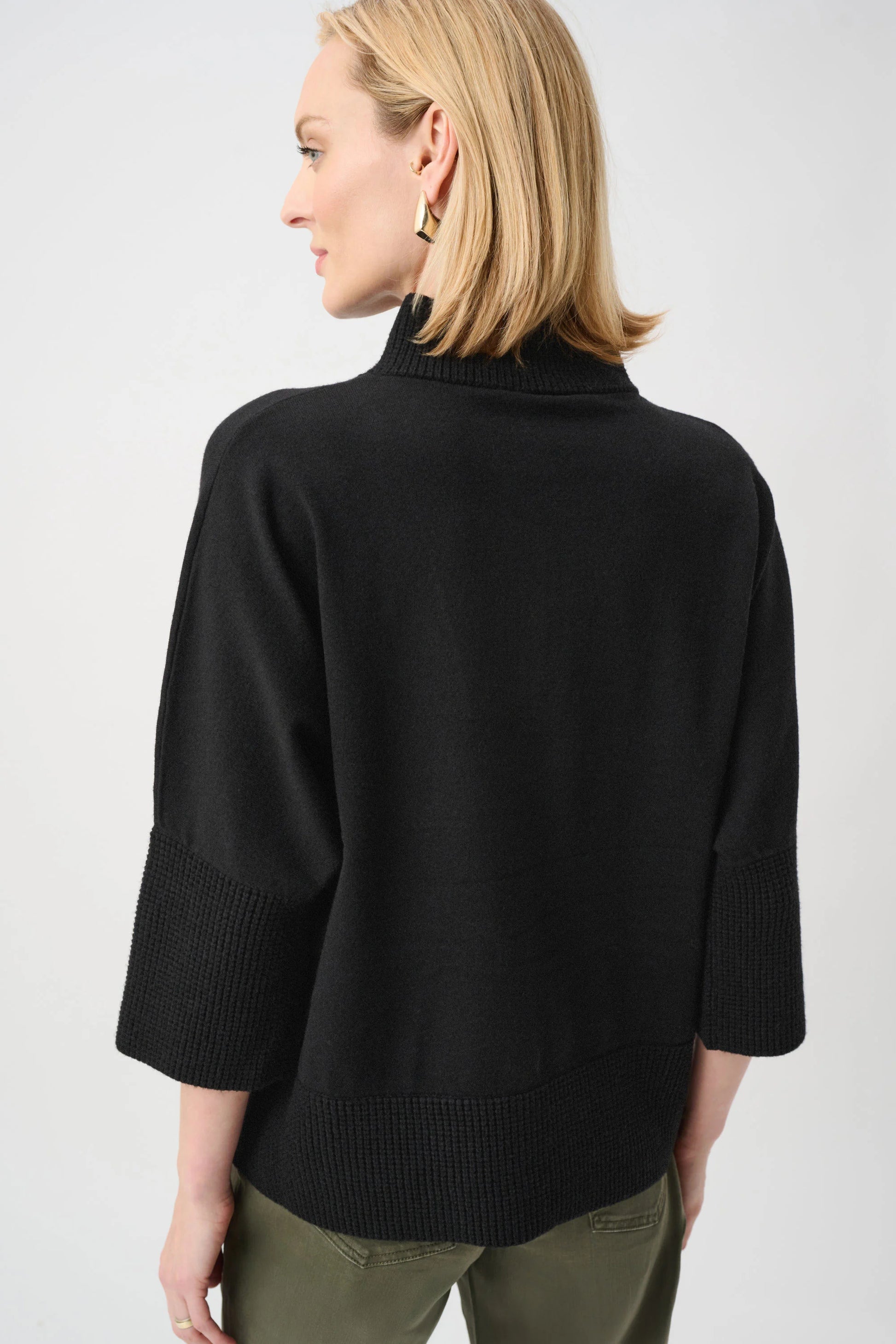 Joseph Ribkoff Black Funnel-Neck Sweater with Zip