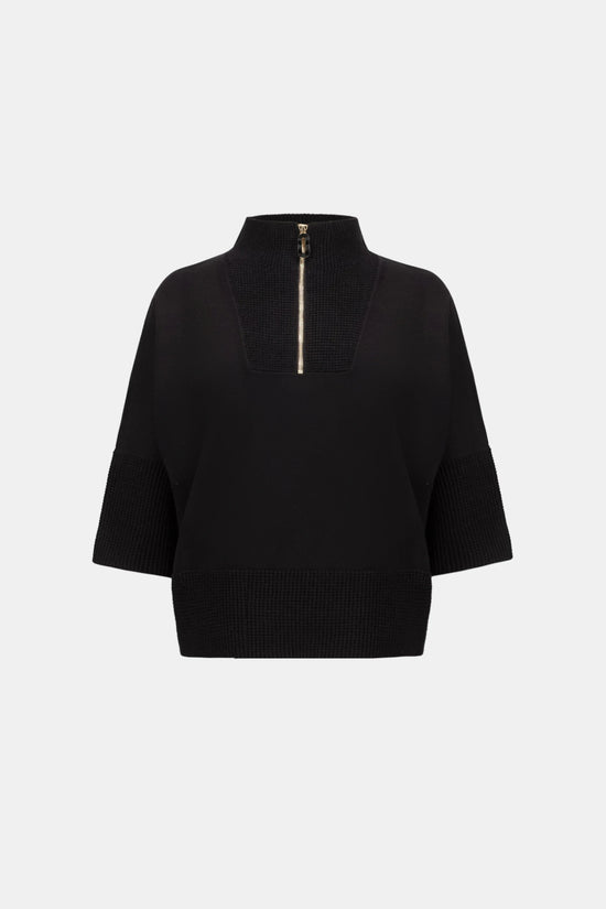 Joseph Ribkoff Black Funnel-Neck Sweater with Zip