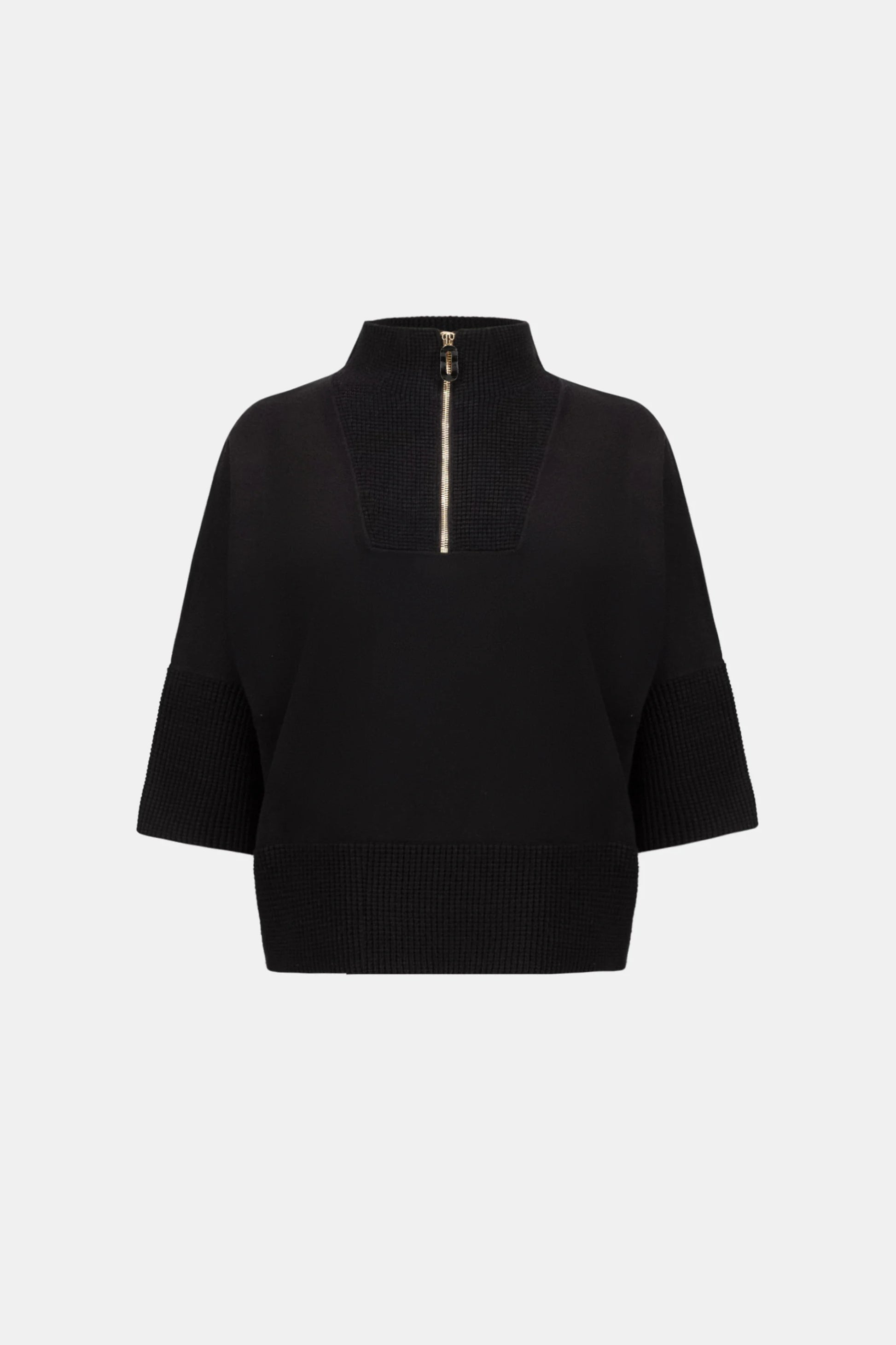 Joseph Ribkoff Black Funnel-Neck Sweater with Zip
