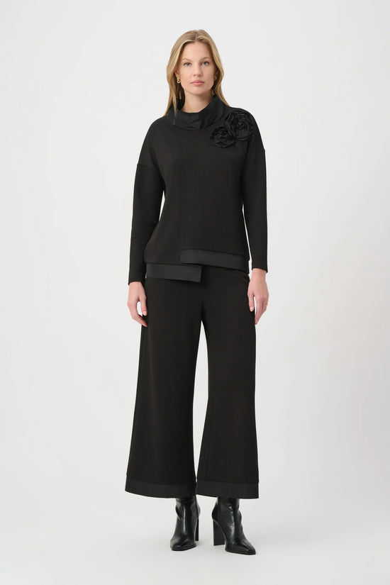 Joseph Ribkoff Black Asymmetrical Floral Embroidered Tunic 264120