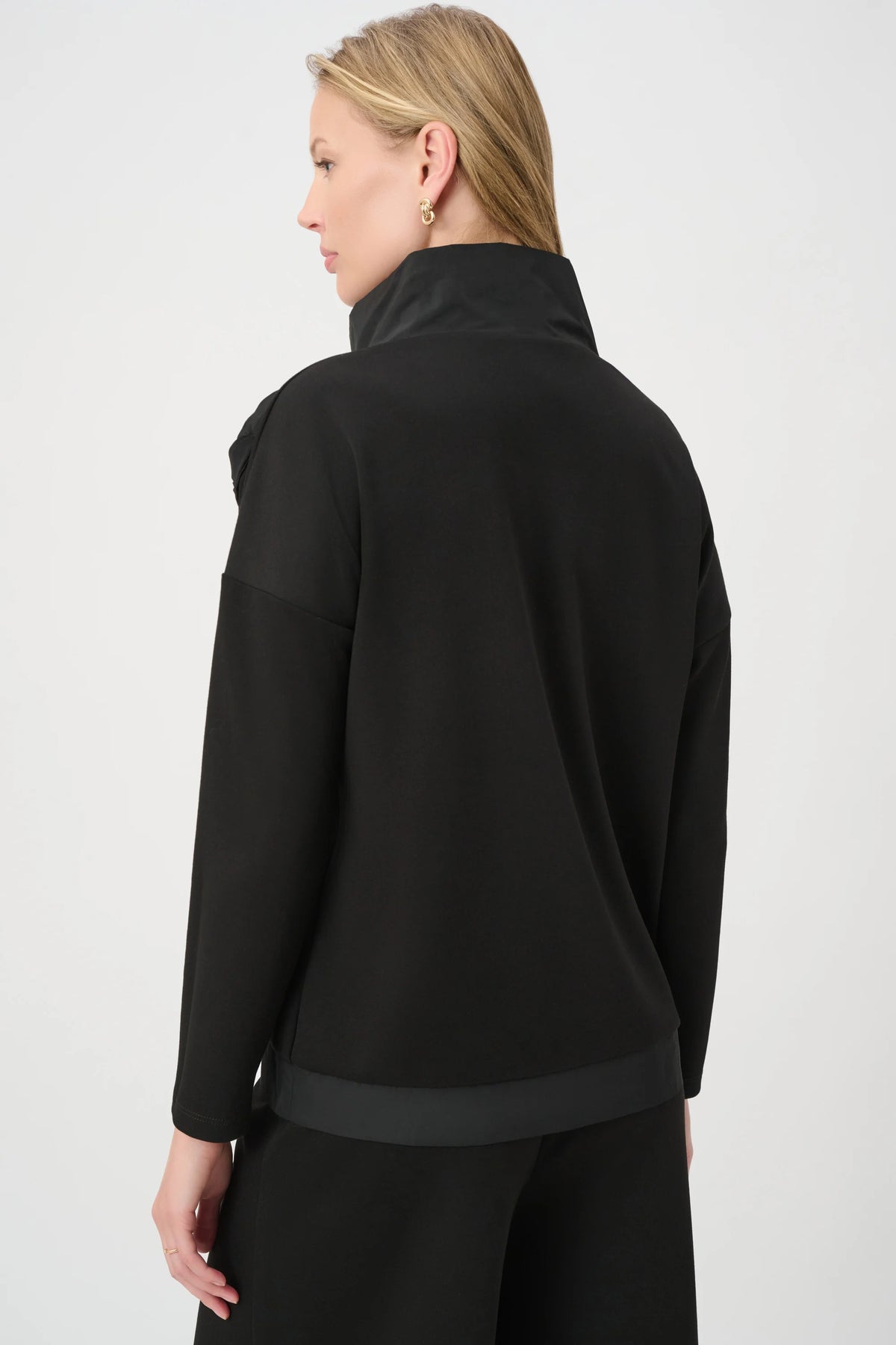 Joseph Ribkoff Black Asymmetrical Floral Embroidered Tunic 264120
