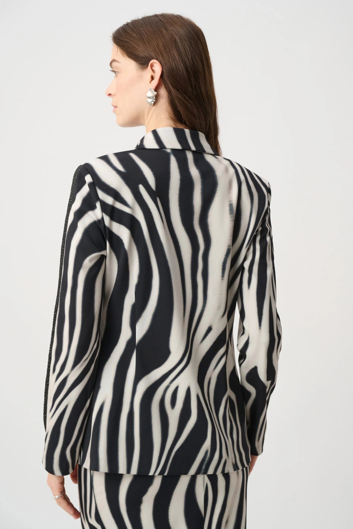 Joseph Ribkoff Black/Cream Animal Print Jacket With Rhinestone