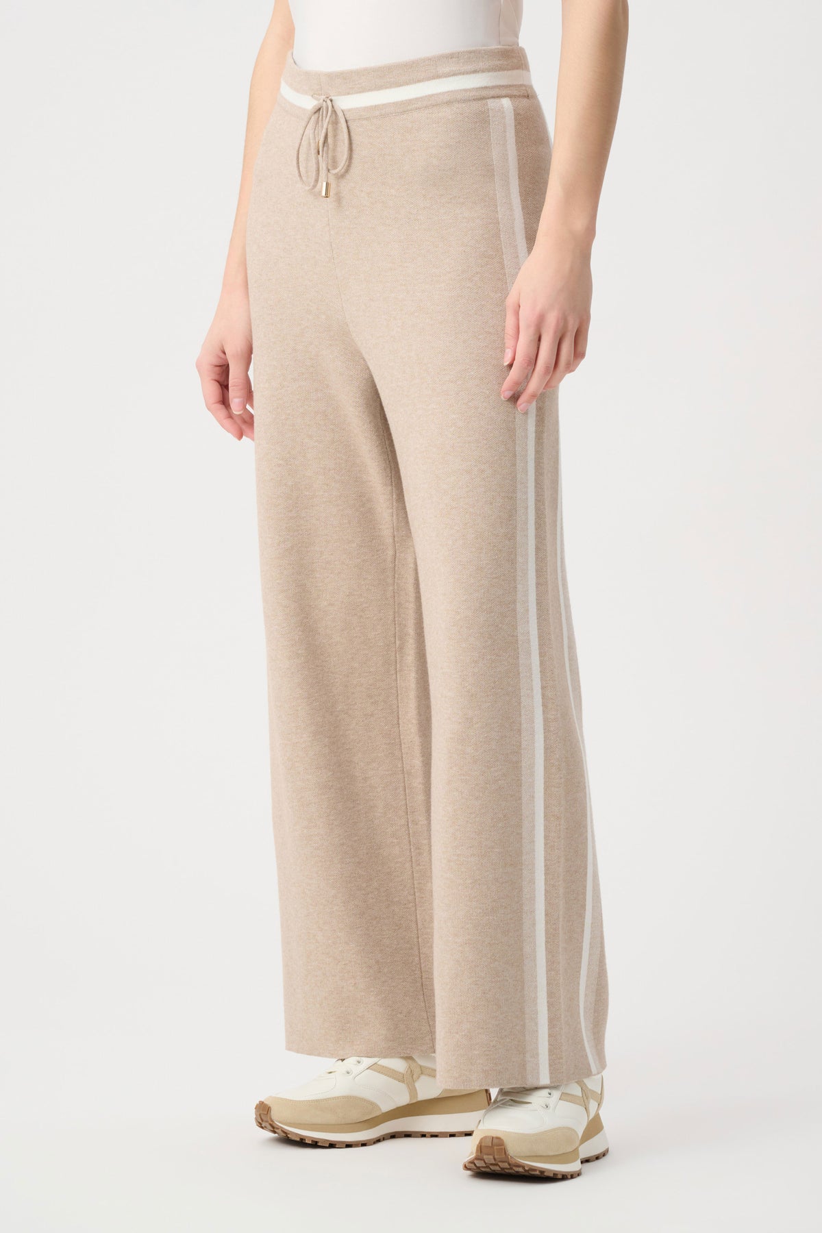 Joseph Ribkoff Fawn Striped Wide Leg Sweater Trousers