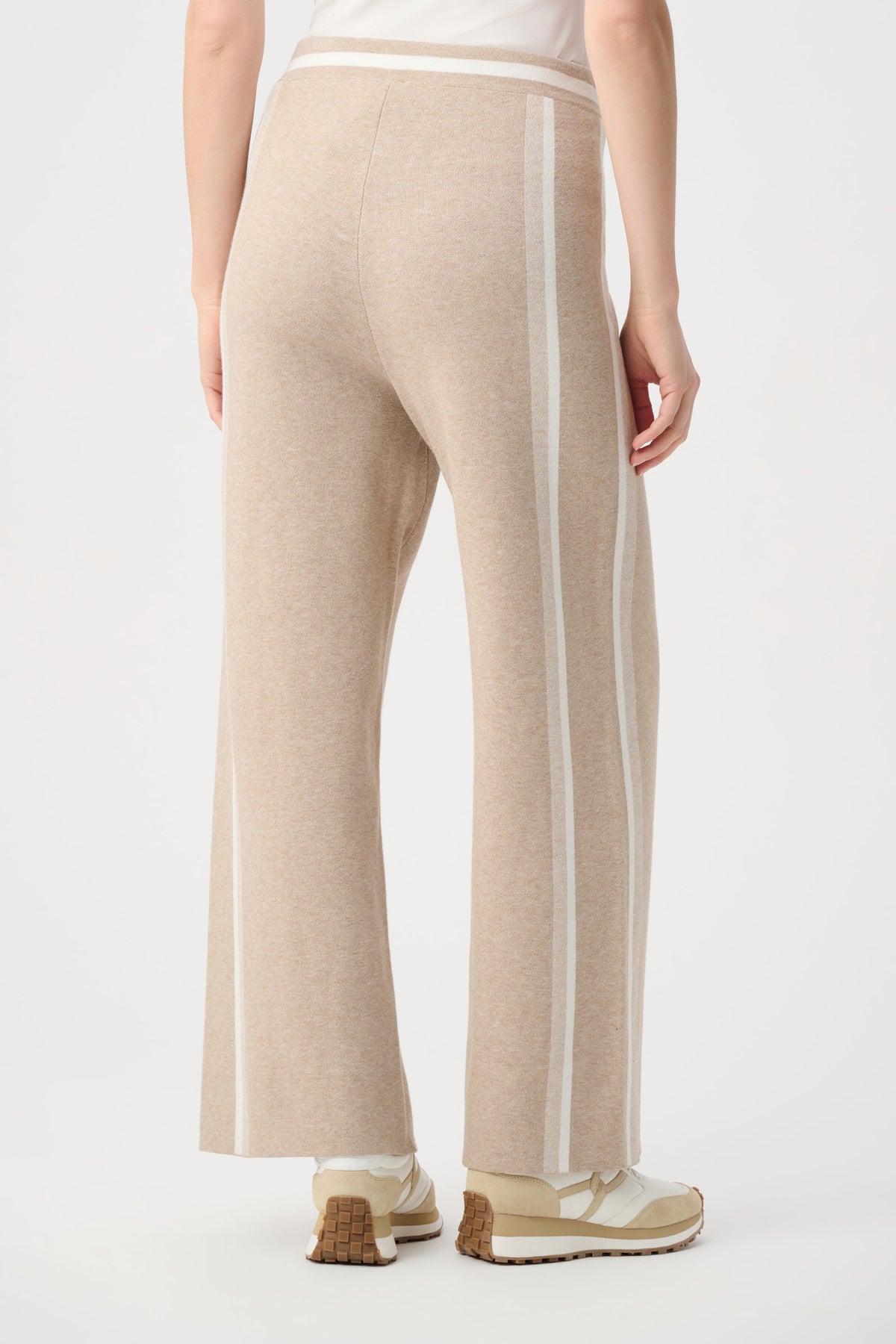 Joseph Ribkoff Fawn Striped Wide Leg Sweater Trousers