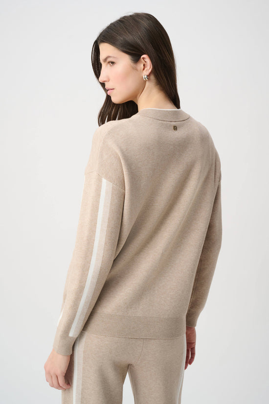 Joseph Ribkoff Fawn Striped Sleeve Bomber Jacket