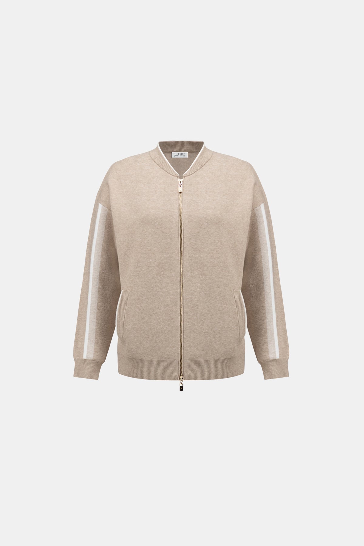 Joseph Ribkoff Fawn Striped Sleeve Bomber Jacket
