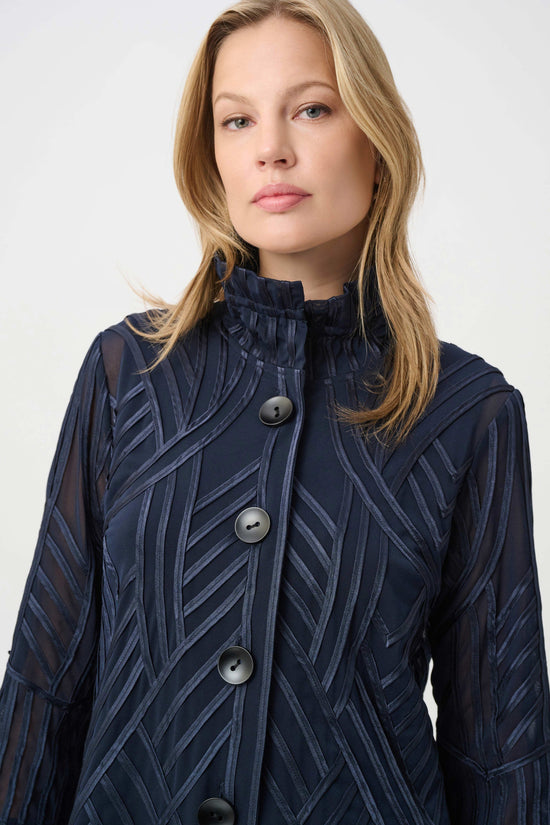 Joseph Ribkoff Midnight Blue Tone-on-Tone Soutache Jacket