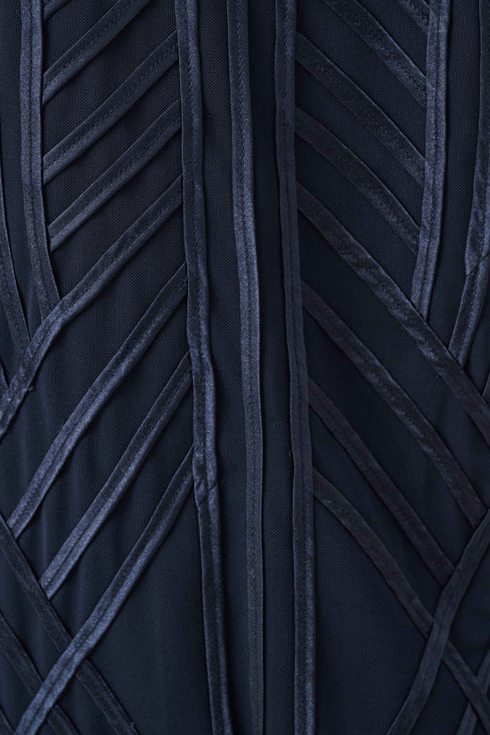 Joseph Ribkoff Midnight Blue Tone-on-Tone Soutache Jacket