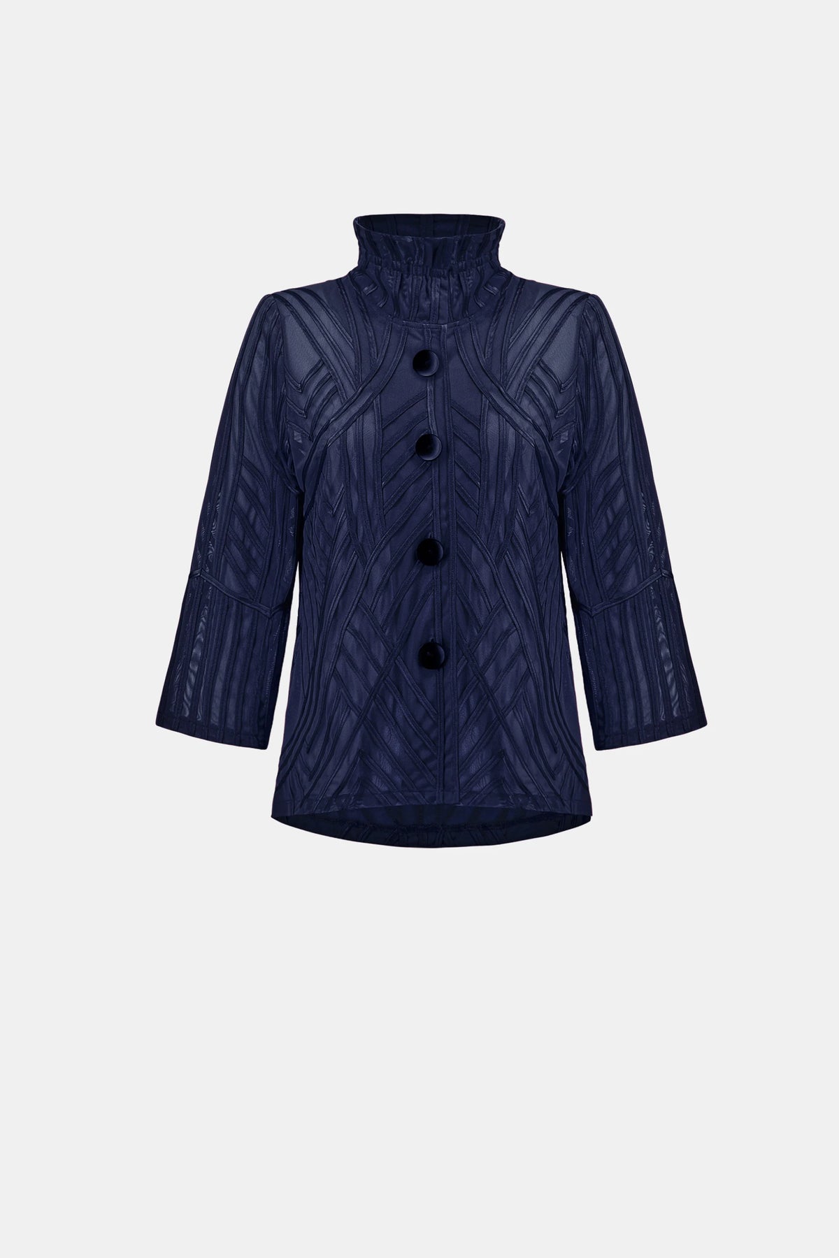 Joseph Ribkoff Midnight Blue Tone-on-Tone Soutache Jacket