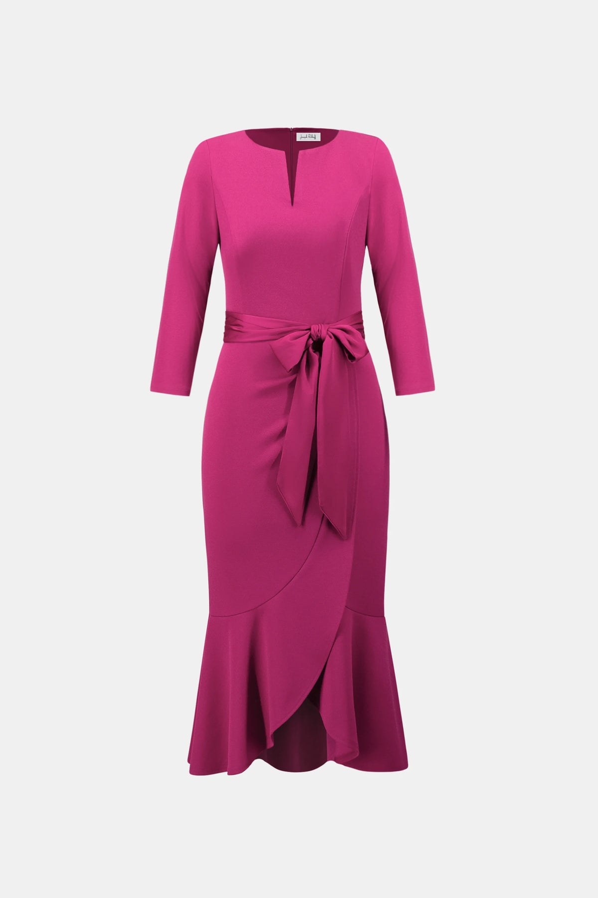 Joseph Ribkoff Magenta Trumpet Dress With Satin Sash