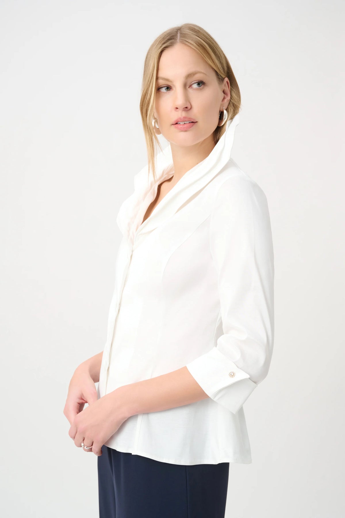 Joseph Ribkoff Vanilla Double Lapel Collar Blouse