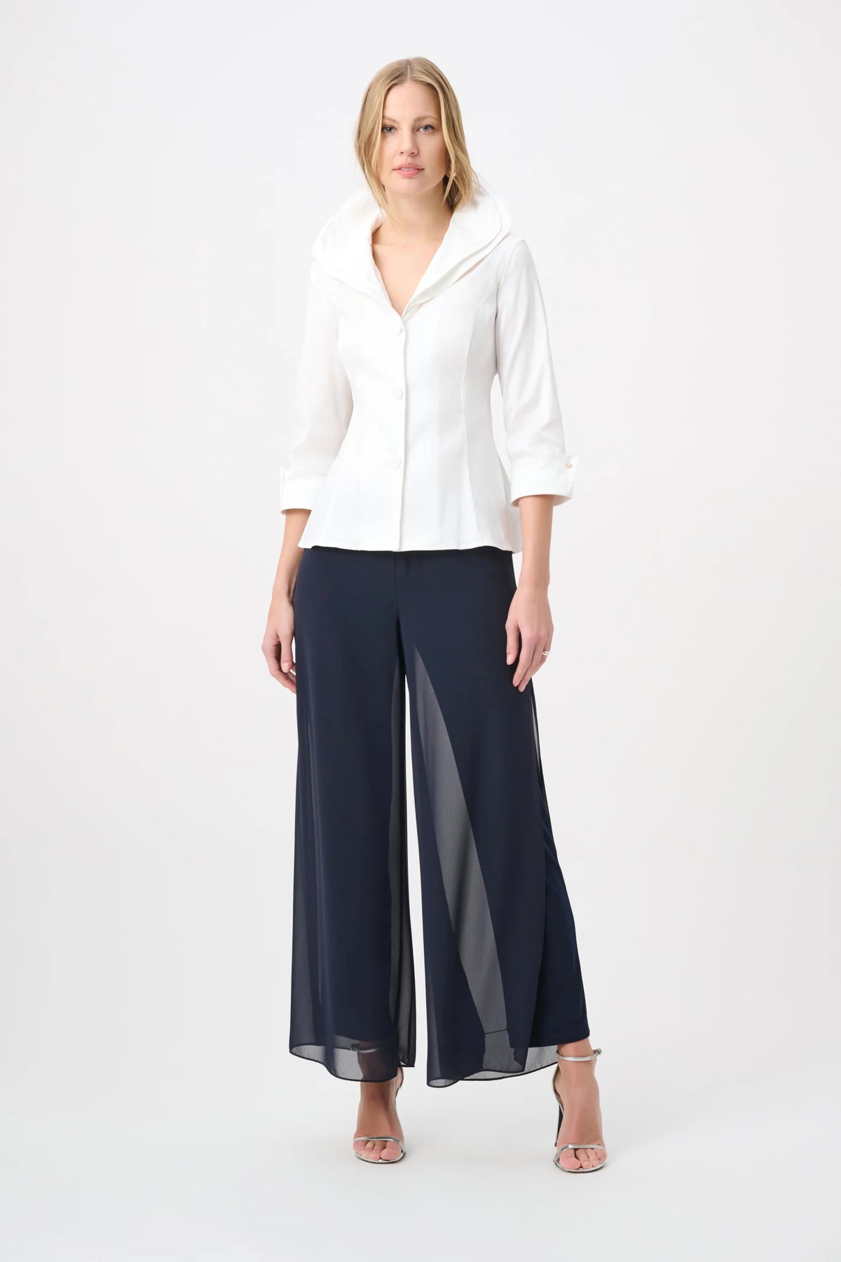 Joseph Ribkoff Vanilla Double Lapel Collar Blouse