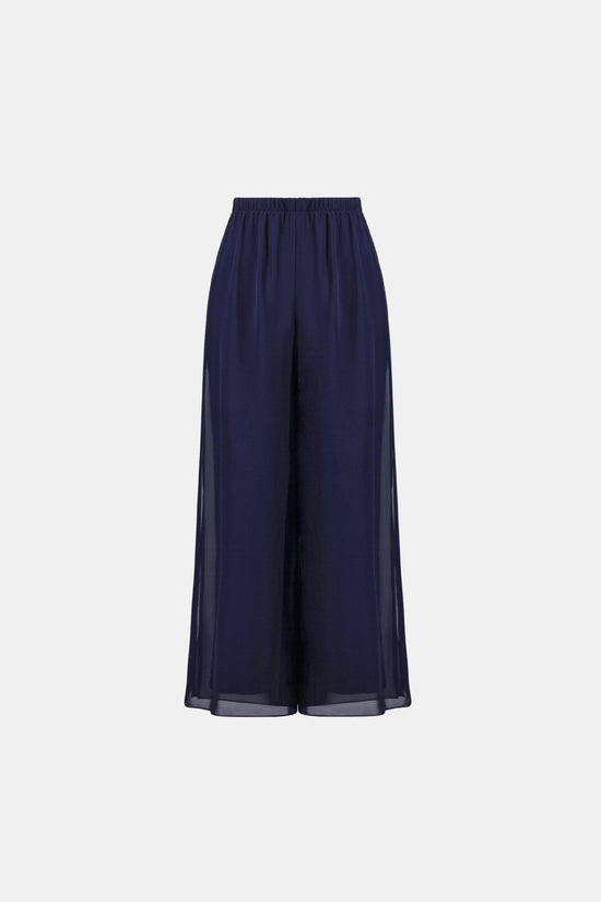 Joseph Ribkoff Midnight Blue Chiffon Wide-Leg Pull-On Trousers