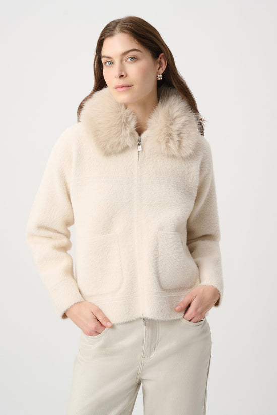 Joseph Ribkoff Birch Detachable Faux Fur Collar Jacket