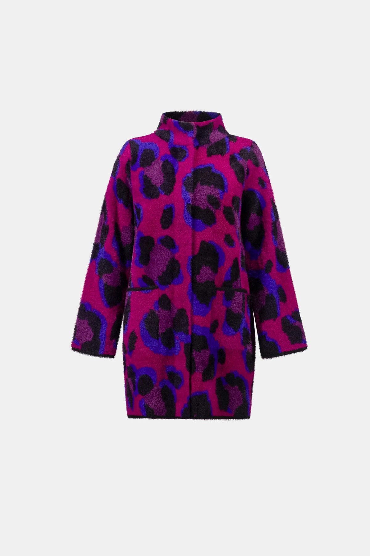 Joseph Ribkoff Black/Multi Animal Print Sweater Coat