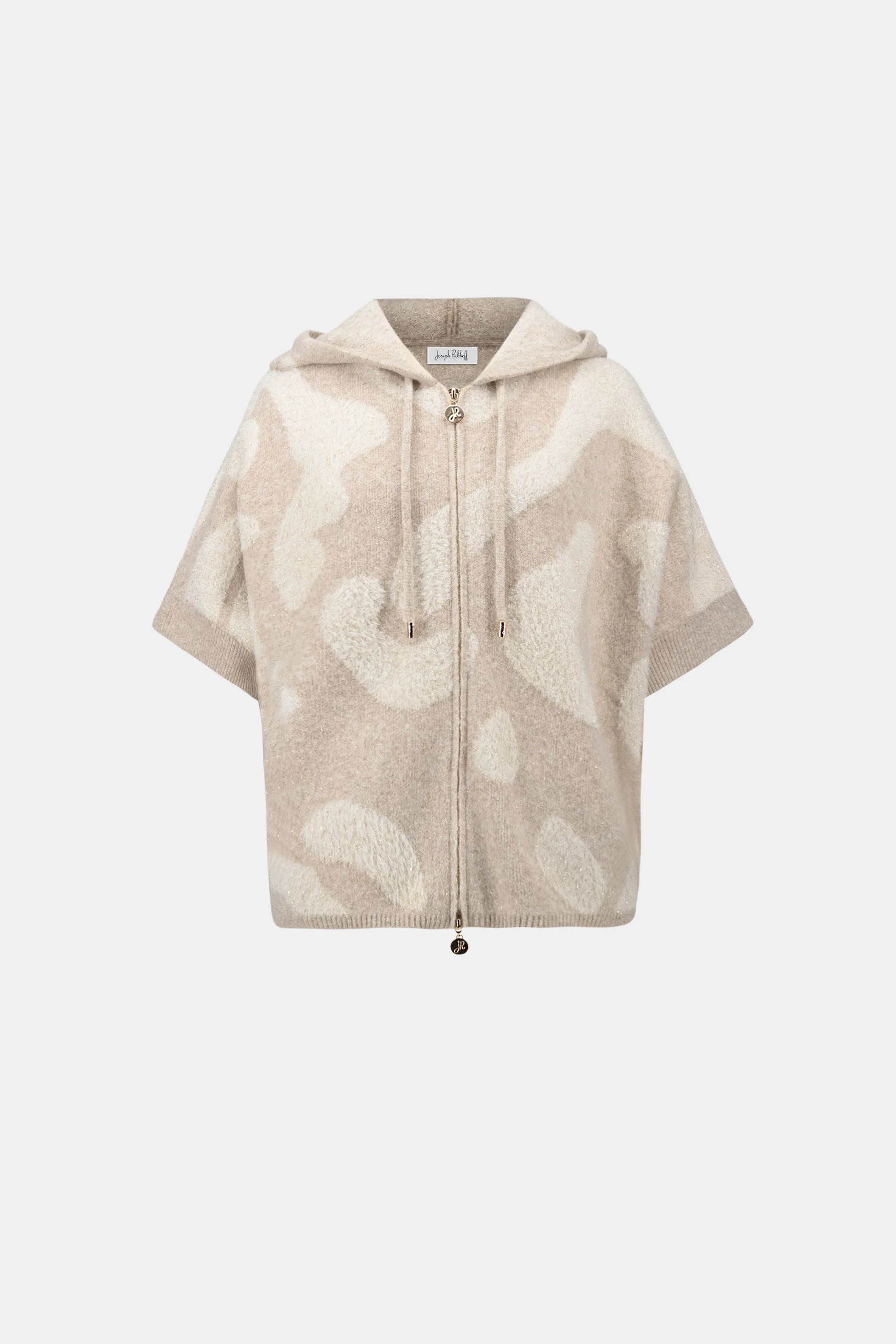 Joseph Ribkoff Oatmeal/Gold Hooded Animal Print Sweater