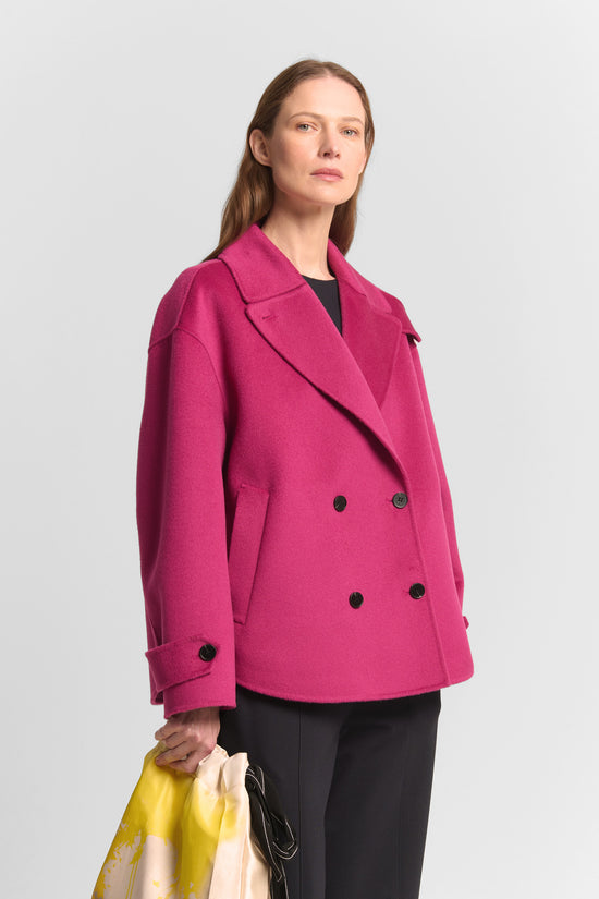 Beatrice B Cerise Wool Double Breasted Coat
