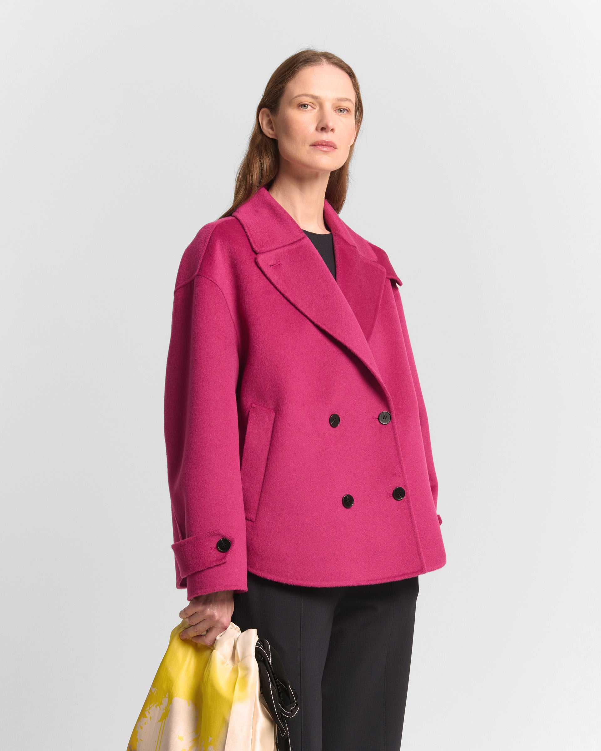 Beatrice B Cerise Wool Double Breasted Coat