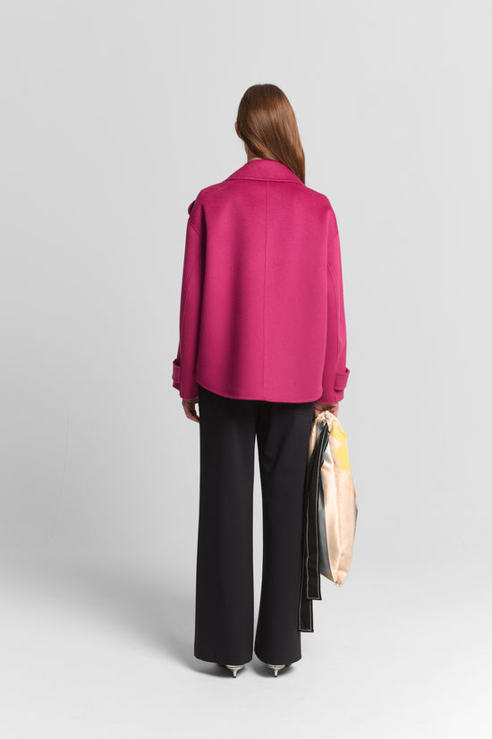 Beatrice B Cerise Wool Double Breasted Coat