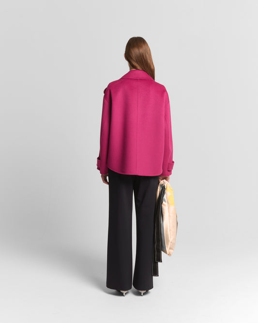Beatrice B Cerise Wool Double Breasted Coat