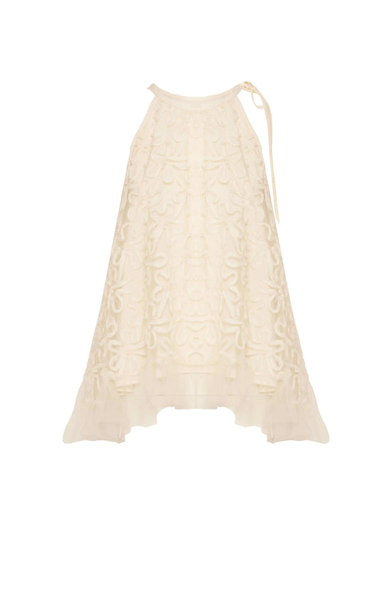 Beatrice b Vanilla Embroidered Tulle Sleeveless Top 26FE4381
