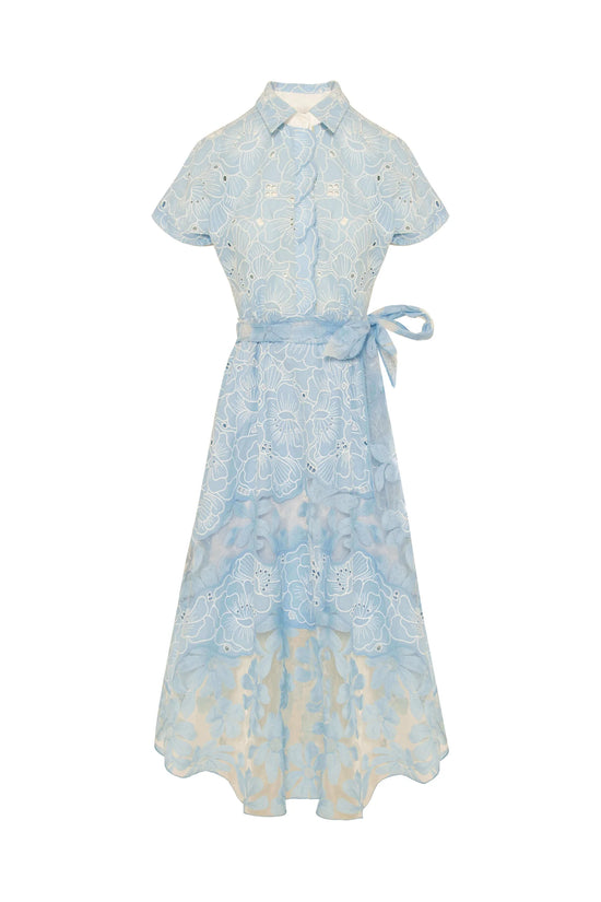 Beatrice b Blue Water Broderie Anglaise Shirt Dress with Belt