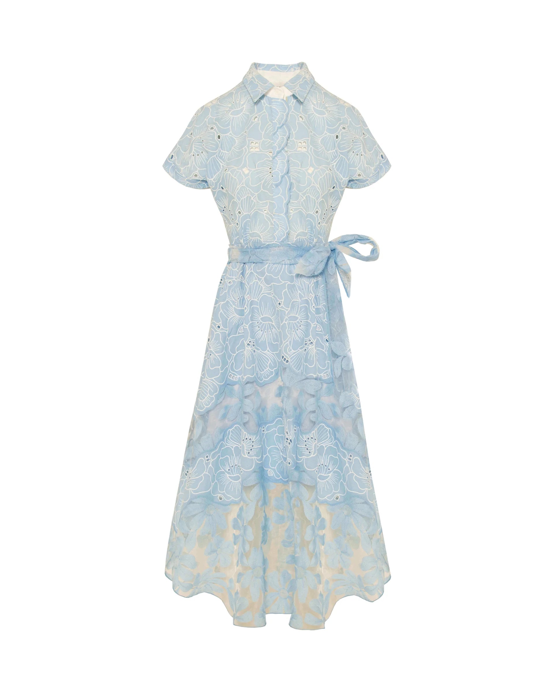 Beatrice b Blue Water Broderie Anglaise Shirt Dress with Belt