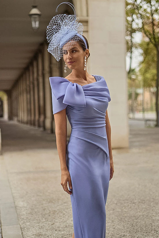 Couture Club Lavender Off-Shoulder with Bow Midi Dress