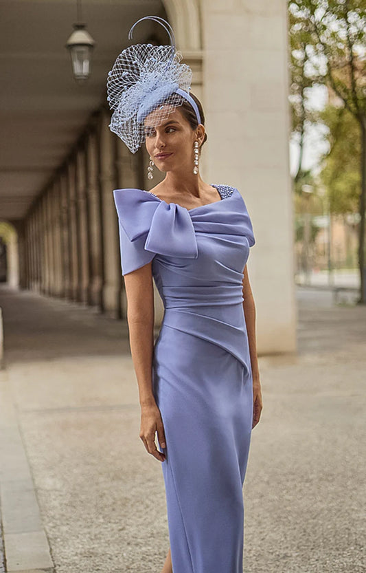 Couture Club Lavender Off-Shoulder with Bow Midi Dress