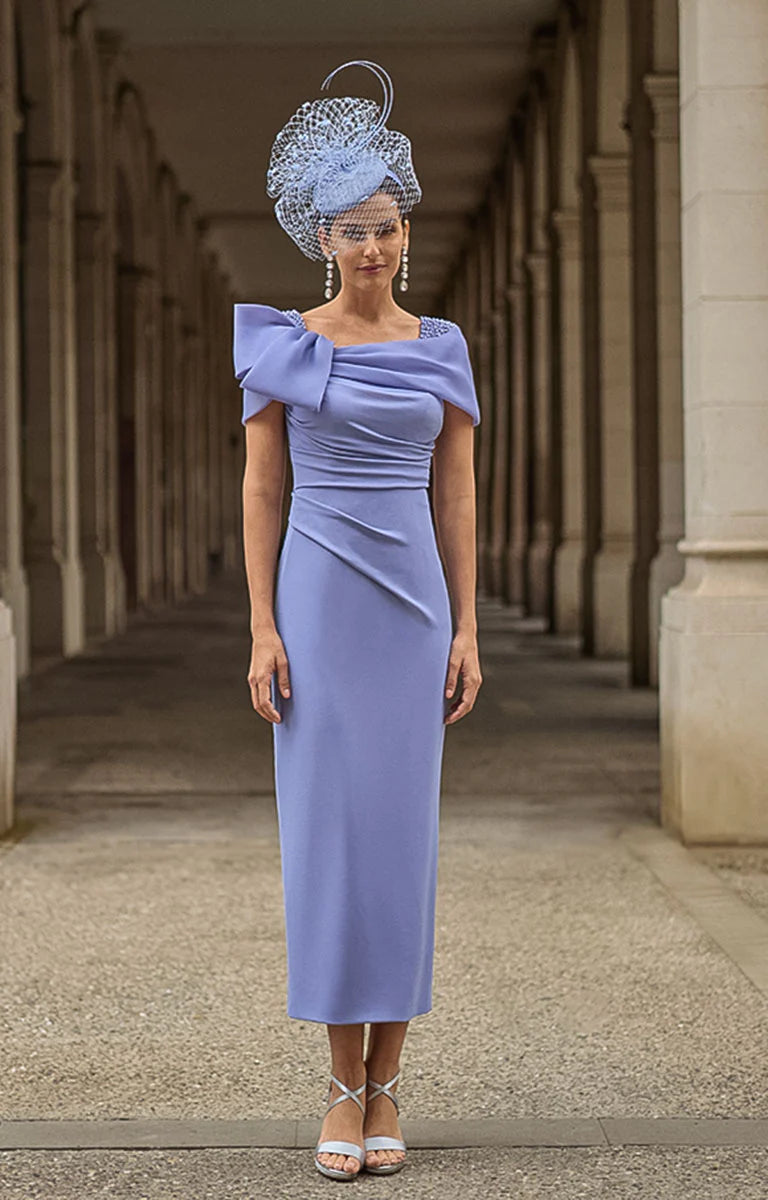 Couture Club Lavender Off-Shoulder with Bow Midi Dress 2G215