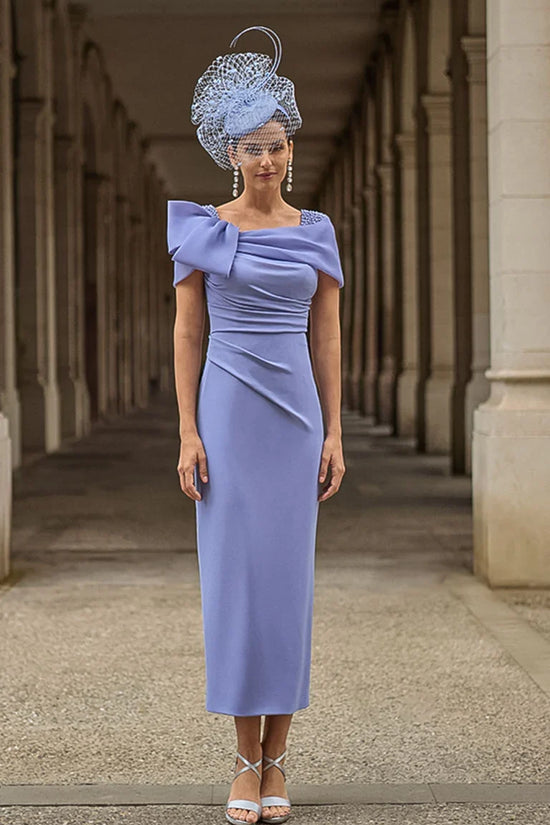 Couture Club Lavender Off-Shoulder with Bow Midi Dress