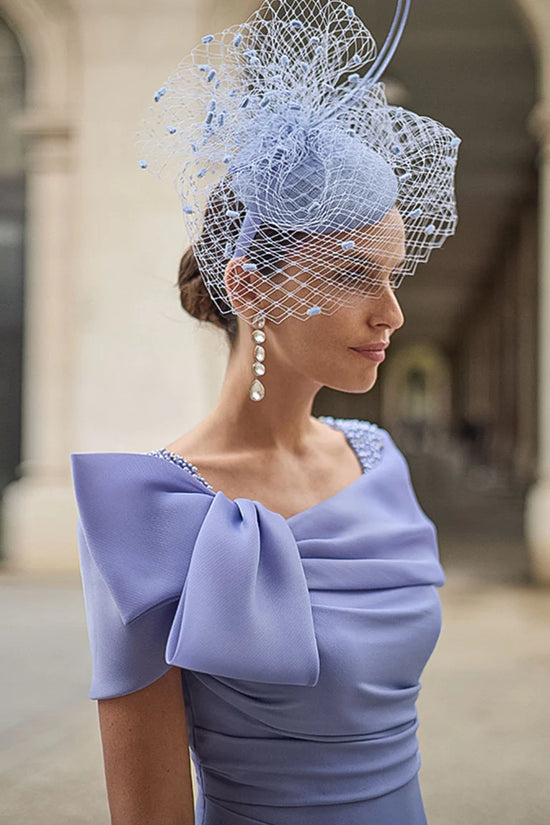 Couture Club Lavender Off-Shoulder with Bow Midi Dress