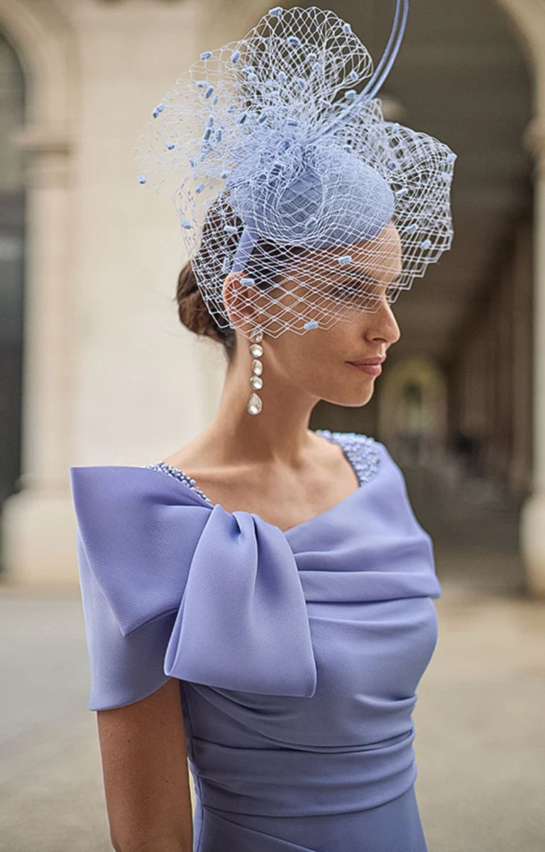 Couture Club Lavender Off-Shoulder with Bow Midi Dress