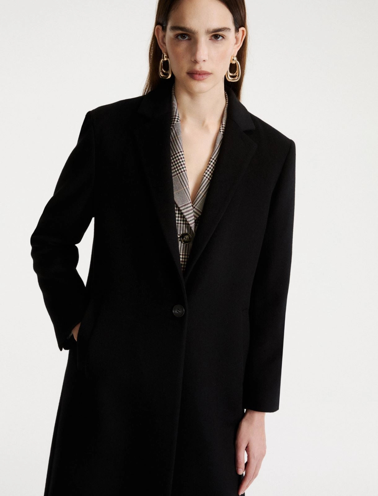 Marella Black Wool and Cashmere Long Coat