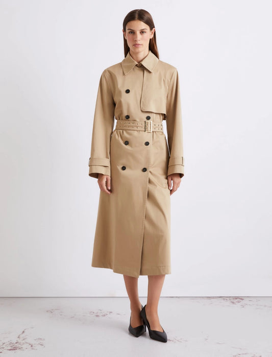 Marella Natural Cotton Satin Trench Coat MLLACAICI