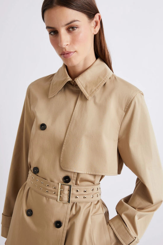 Marella Natural Cotton Satin Trench Coat MLLACAICI