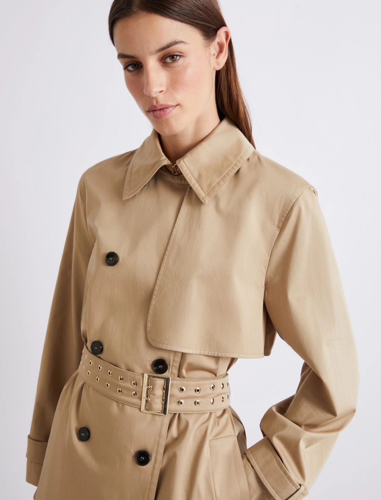 Marella Natural Cotton Satin Trench Coat MLLACAICI