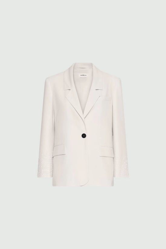 Marella White Straight-Fit Stretch Canvas Blazer MLLCURVA