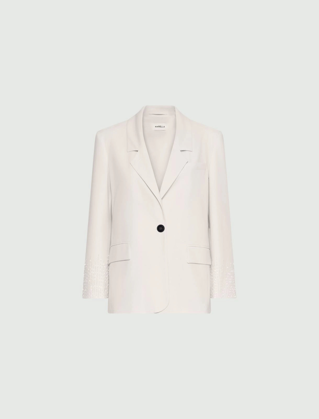 Marella White Straight-Fit Stretch Canvas Blazer MLLCURVA