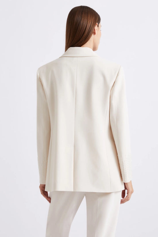 Marella White Straight-Fit Stretch Canvas Blazer MLLCURVA