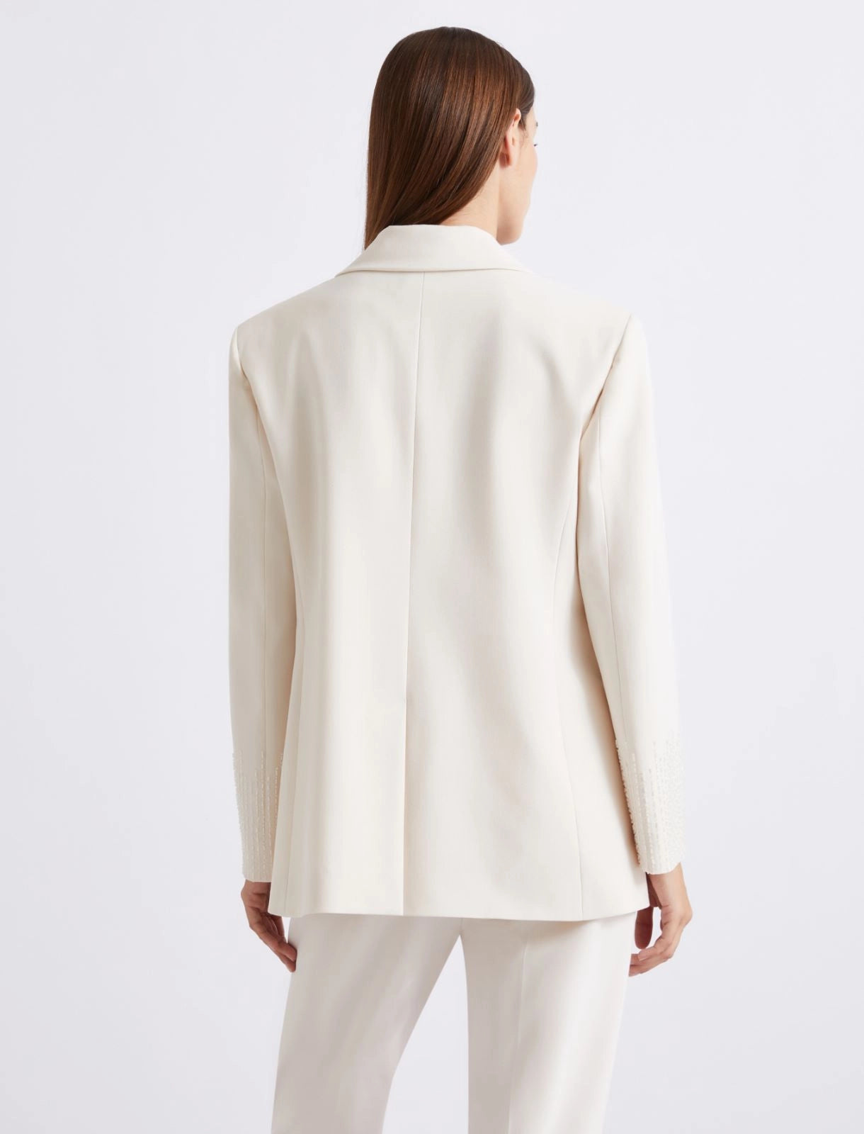 Marella White Straight-Fit Stretch Canvas Blazer MLLCURVA