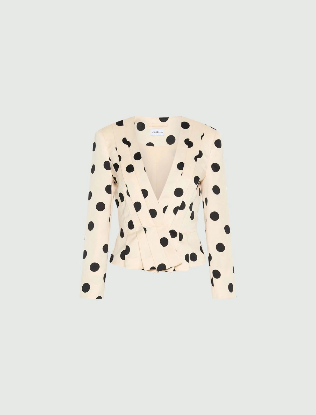 Marella Powder with Black Spot Print Slim-fit Pleated Jacket MLLDUOMO