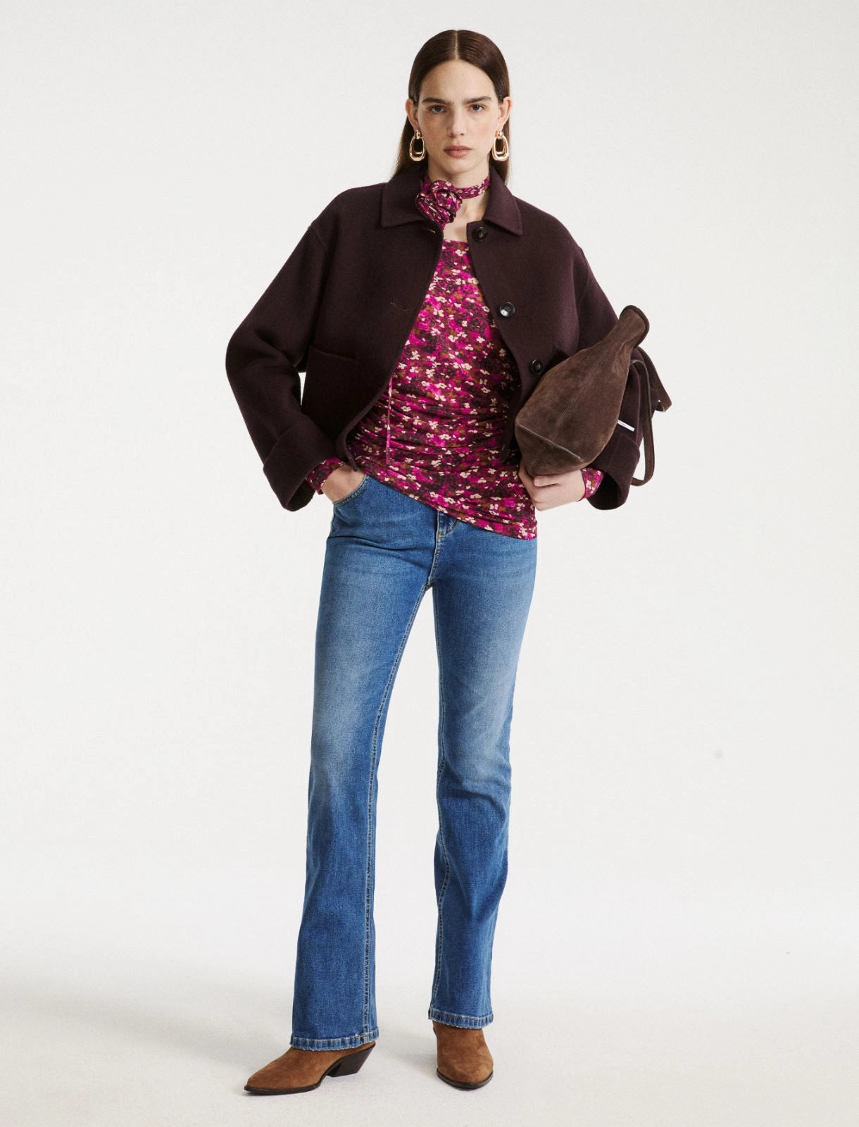 Marella Brown Double-Sided Wool and Viscose Jacket