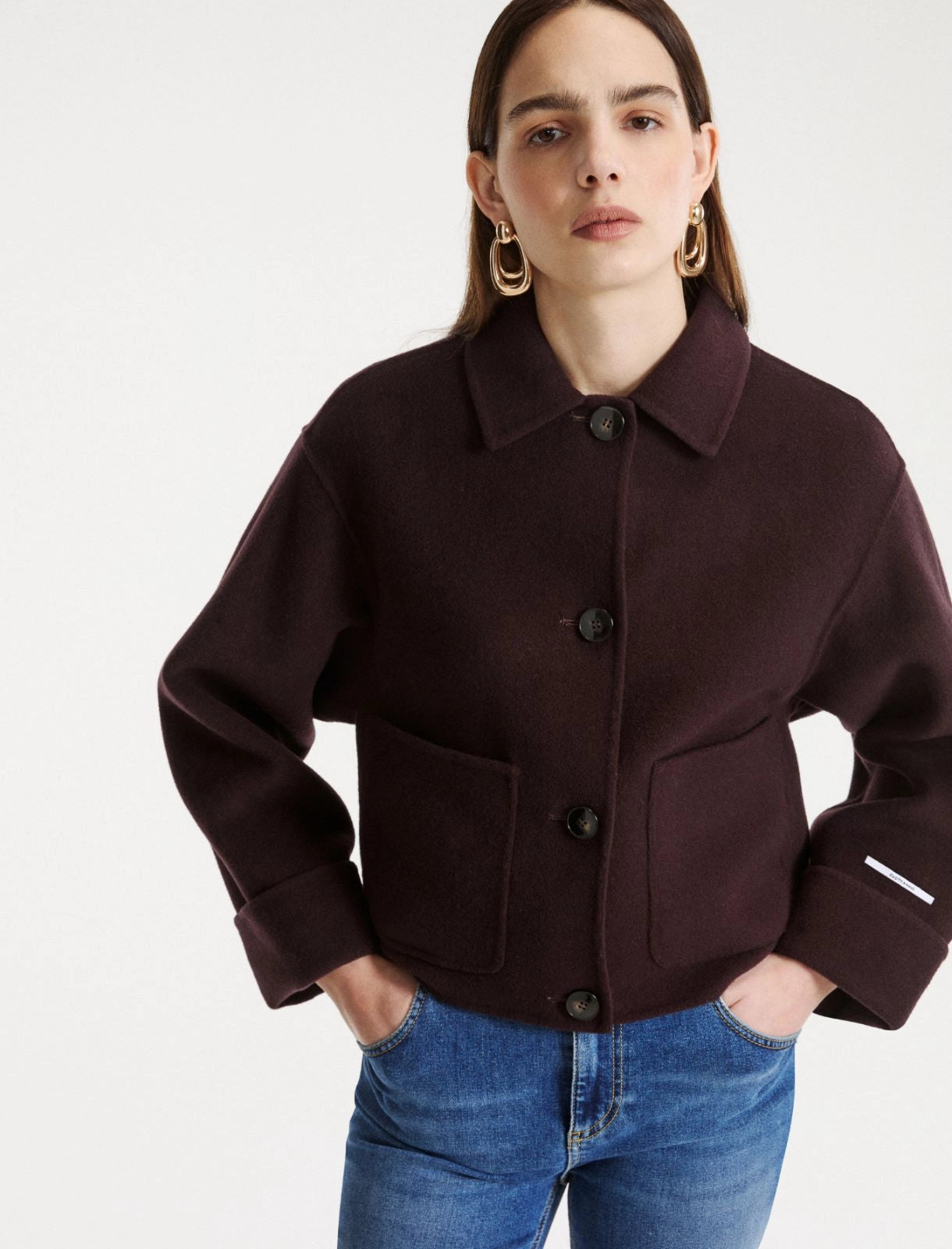 Marella Brown Double-Sided Wool and Viscose Jacket