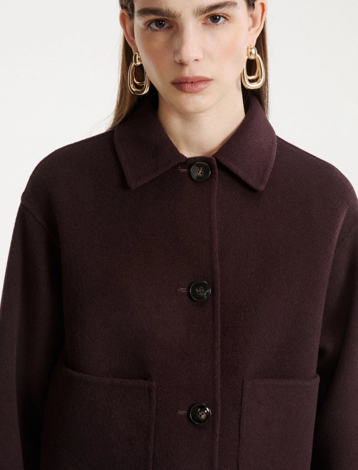 Marella Brown Double-Sided Wool and Viscose Jacket