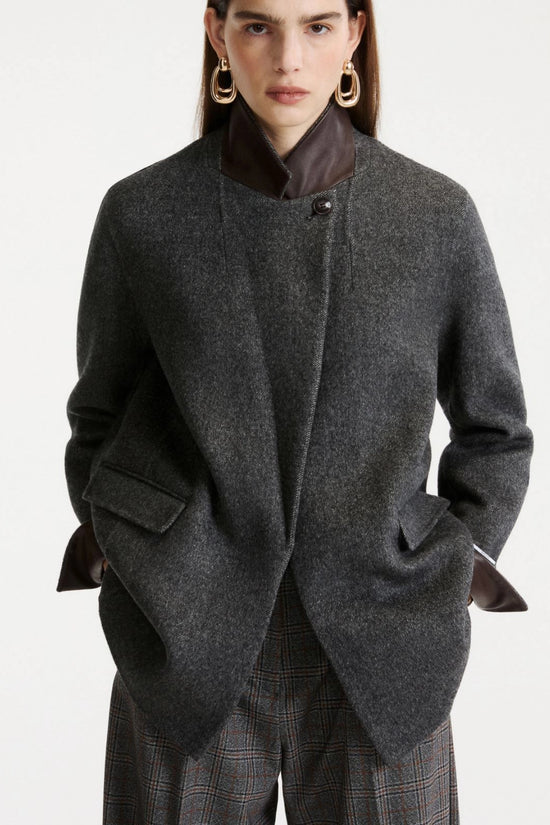Marella Sport Dark Grey Pure Wool Double-Sided Fabric Jacket