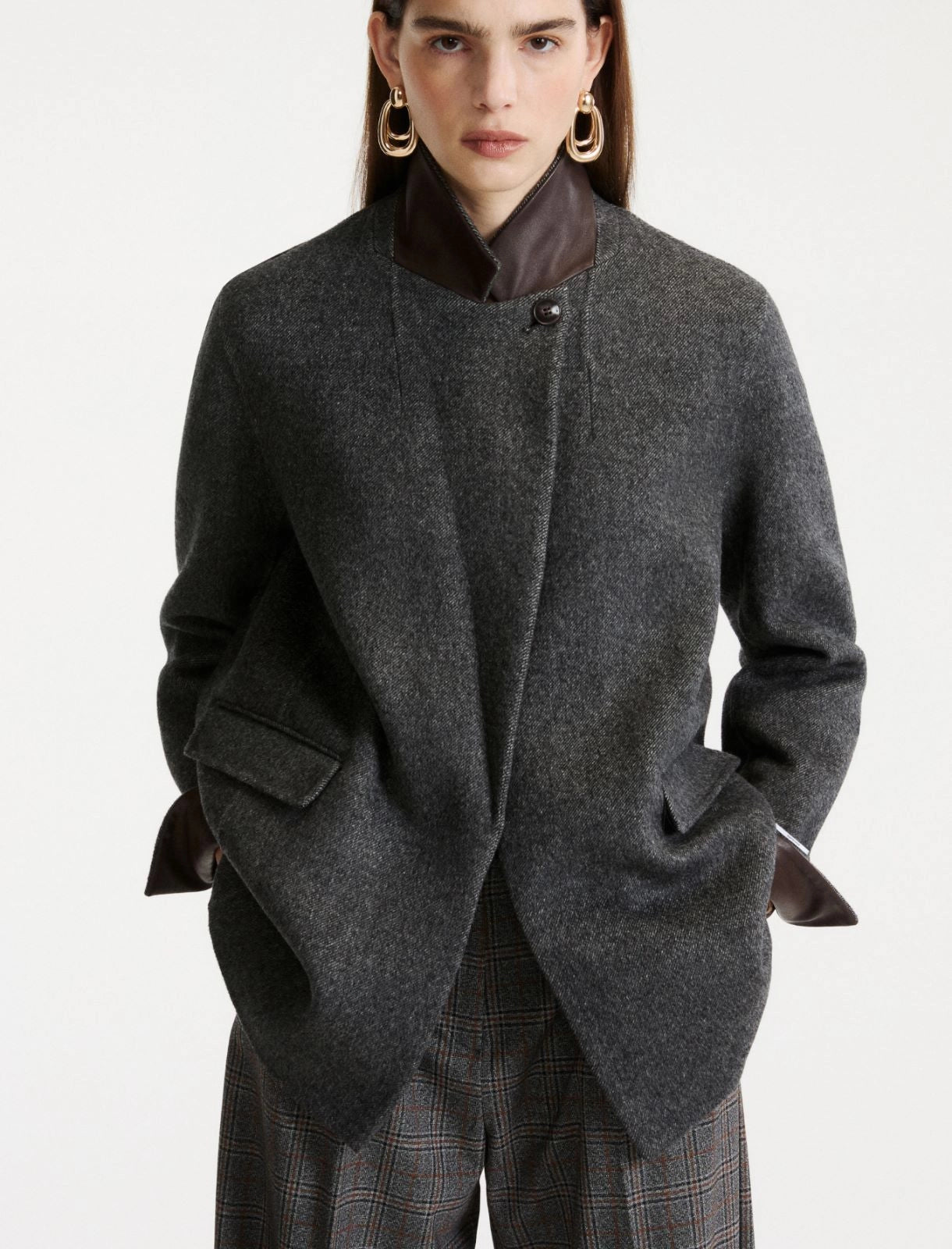Marella Sport Dark Grey Pure Wool Double-Sided Fabric Jacket