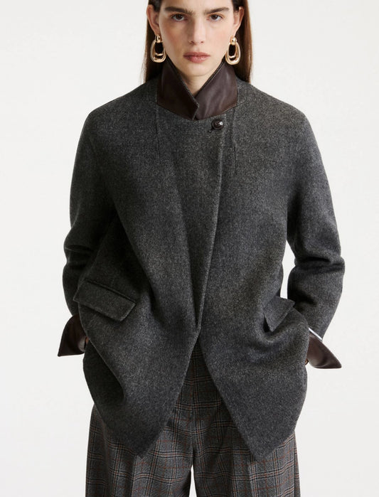 Marella Sport Dark Grey Pure Wool Double-Sided Fabric Jacket