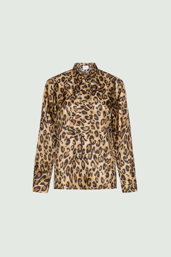 Marella Sport Beige Animal Print Habutai Silk Shirt
