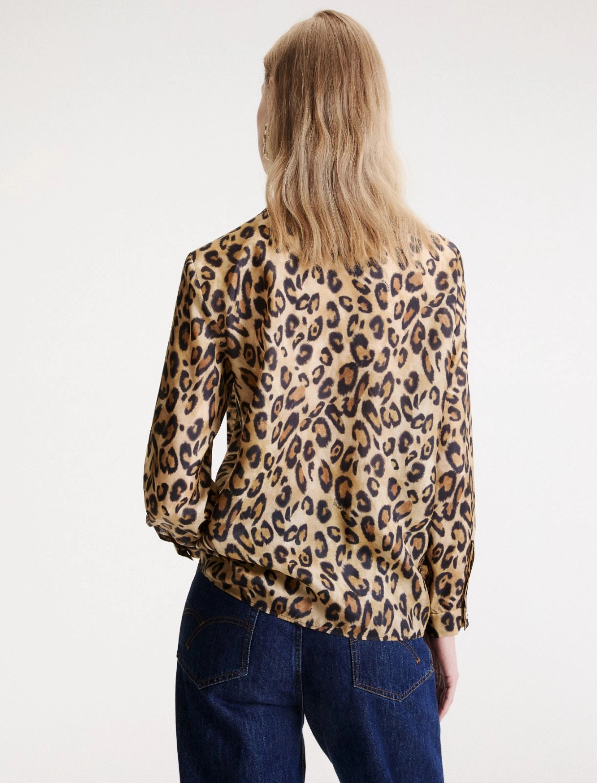Marella Sport Beige Animal Print Habutai Silk Shirt